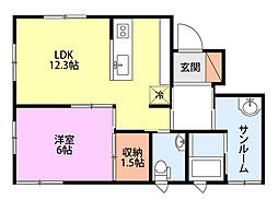CASA南浜 1SLDKの間取図画像