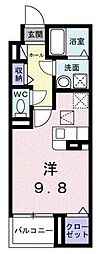 ヴァーグ・ブランシュ ワンルームの間取図画像