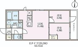 ラヴィエール住吉駅前 2LDKの間取図画像