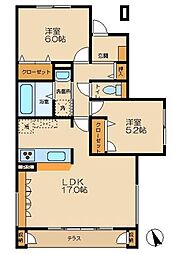 アージュ・ドールG棟 2LDKの間取図画像