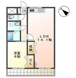 ベルツリー 1LDKの間取図画像