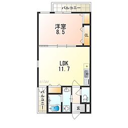近鉄南大阪線 今川駅 徒歩13分の賃貸アパート 2階1LDKの間取り