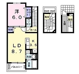 プリムヴェールヒルズ2 1LDKの間取図画像