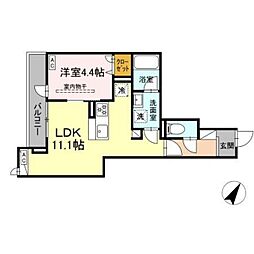 ドムスクレスト相模大野 1LDKの間取図画像