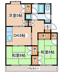 クレール茅ヶ崎 3DKの間取図画像