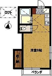 ウエストヒル 1階ワンルームの間取り