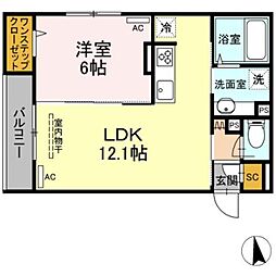 アムール 1LDKの間取図画像