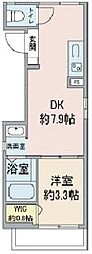 ホワイティア 1DKの間取図画像