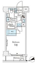 アジールコート山手動坂 5階1Kの間取り