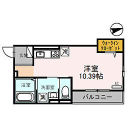 南秀苑かつやま ワンルームの間取図画像