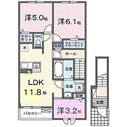 アルバ Ａ 2階3LDKの間取り
