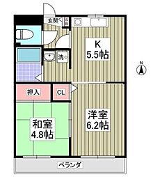 エーデルハイム 2Kの間取図画像