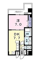 リバーコート浅香 1DKの間取図画像