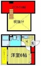エファージュ 2階1Kの間取り