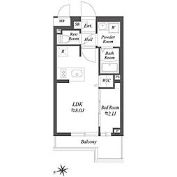 ブランシエスタ用賀 4階1LDKの間取り