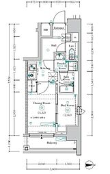 アンベリール川崎大師 1DKの間取図画像
