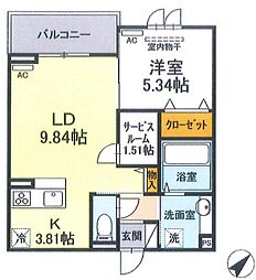 シャトー・ドゥ・ラ・メール 1LDKの間取図画像