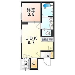 ジミーズメゾン円町 1LDKの間取図画像