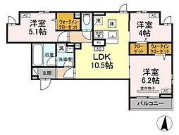 足立区東保木間1丁目アパート 3LDKの間取図画像