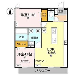D-ROOM Imagawa 秋 2LDKの間取図画像