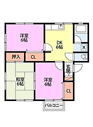 ハイムクローバー3 3DKの間取図画像