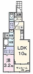 ヒカルサ西東京向台ウエスト 1階1LDKの間取り