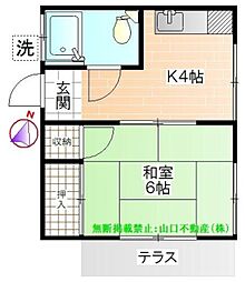 コーポ高杉 1Kの間取図画像