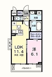 キー ウェスト 1LDKの間取図画像