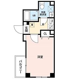 ヒルズ亀有 2階1Kの間取り