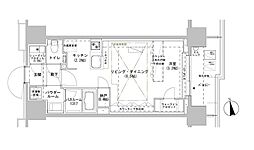 パークスフイア牛込神楽坂 ワンルームの間取図画像
