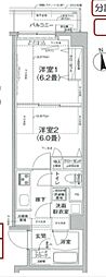 アイルグランデ大田 2Kの間取図画像