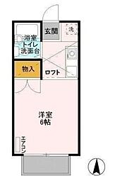 グリーンプラザB棟 ワンルームの間取図画像