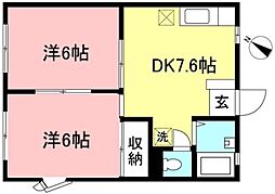 ヒルサイドヴィレッジ 2DKの間取図画像