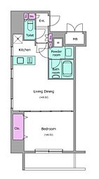 レジディア神田岩本町2 8階1LDKの間取り