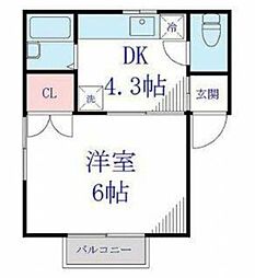 ヴェガ天台 1DKの間取図画像
