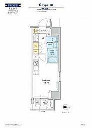 プラウドフラット浅草アベニュー 7階ワンルームの間取り