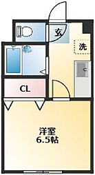 第二酒井マンション 1階1Kの間取り