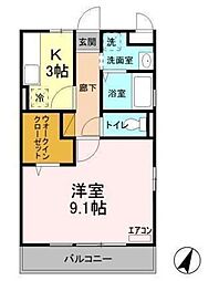 セレニティーホームズB 1Kの間取図画像