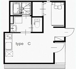 SCENE柴又A棟 A 1Kの間取図画像