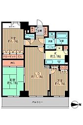 JR山手線 日暮里駅 徒歩6分の賃貸マンション 16階3LDKの間取り