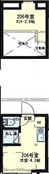 アーバンプレイス高田馬場VII 2階ワンルームの間取り