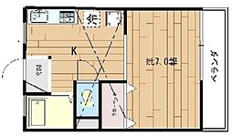エルム-2 1Kの間取図画像