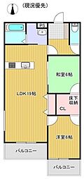 茅ヶ崎市東海岸南1丁目アパート 2LDKの間取図画像