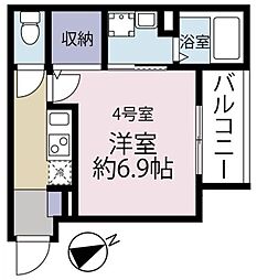 VINES海老名 1Kの間取図画像