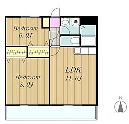 K・グランドソレーユ 2階2LDKの間取り