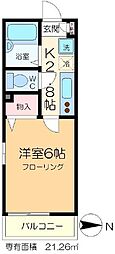 メゾンコンフォール 1Kの間取図画像