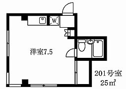 イシイハウス ワンルームの間取図画像