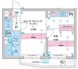 ジェノヴィア高円寺スカイガーデン 1LDKの間取図画像