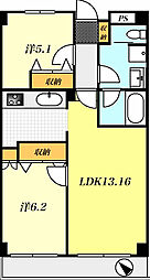 リベラルシティーハイツ 2LDKの間取図画像