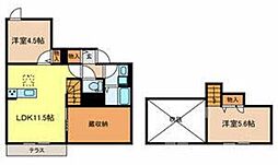 川越市南大塚4丁目アパート 2LDKの間取図画像